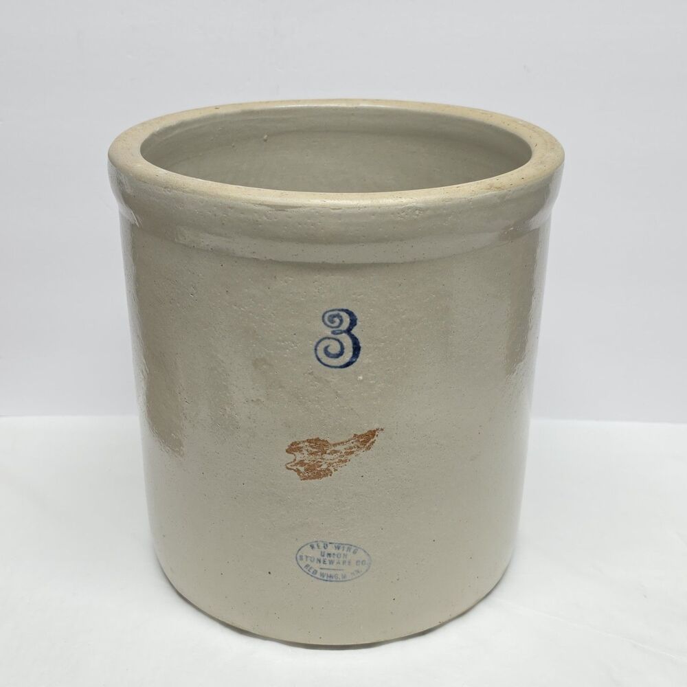 Antique RED WING 3 Gallon Union Stoneware Crock